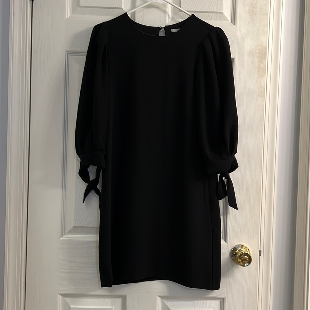 Black balloon sleeve dress